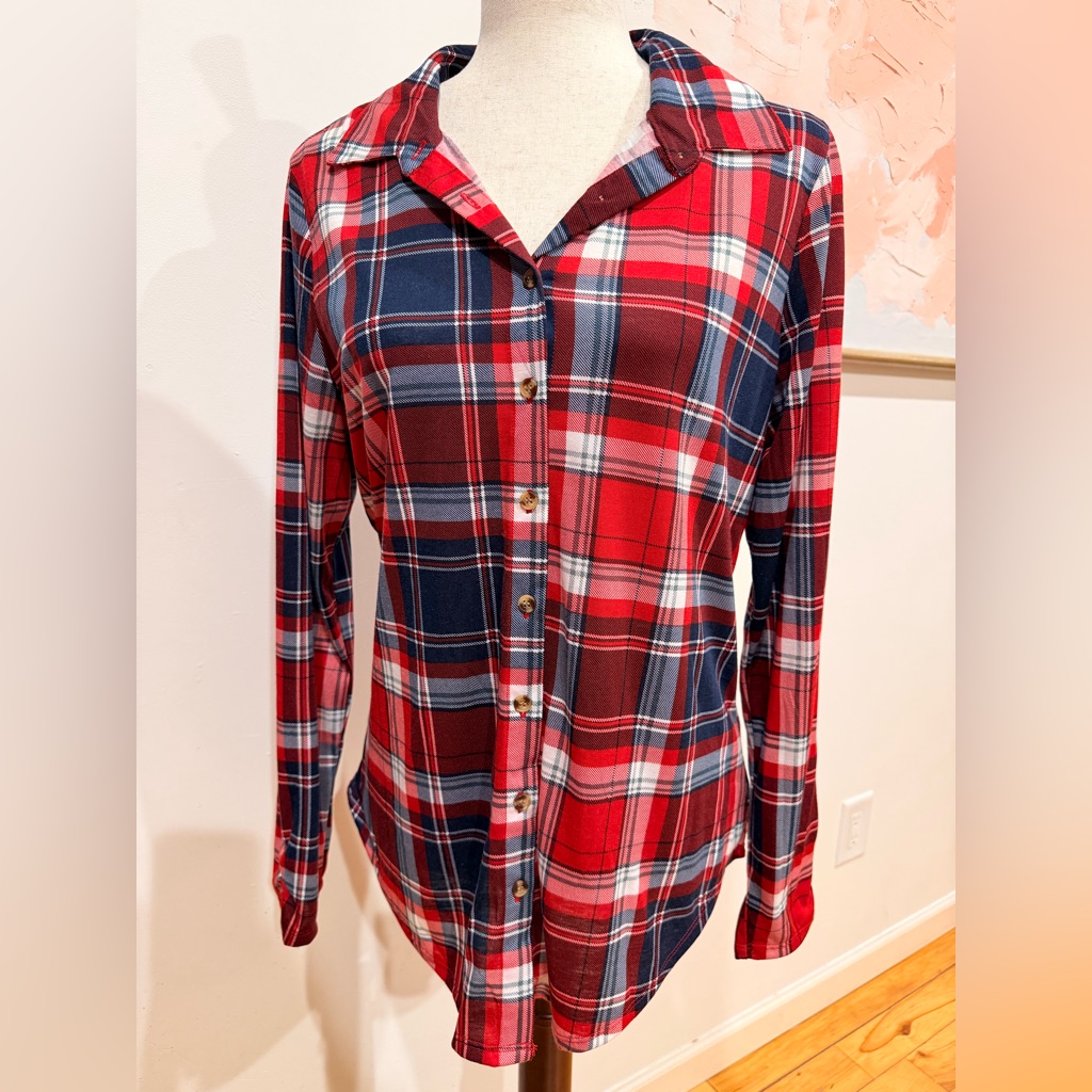 Bobbie Brooks Red And Blue Plaid Shirt